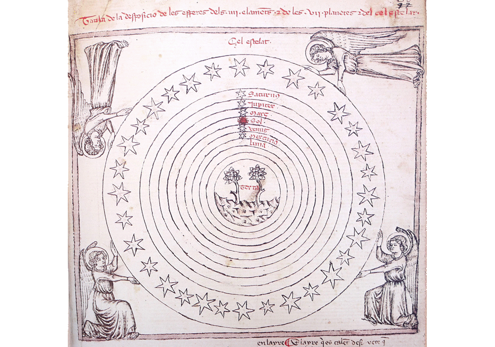 Breviari d'Amor-Ermengaud Beziers-Guillem Copons-Manuscript-Illuminated codex-facsimile book-Vicent García Editores-8 Earth Geocentrism.